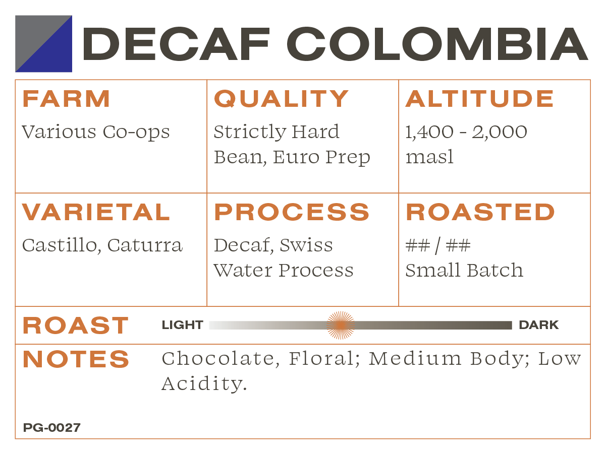 Decaf Colombian Excelso | CxT Roasting Company
